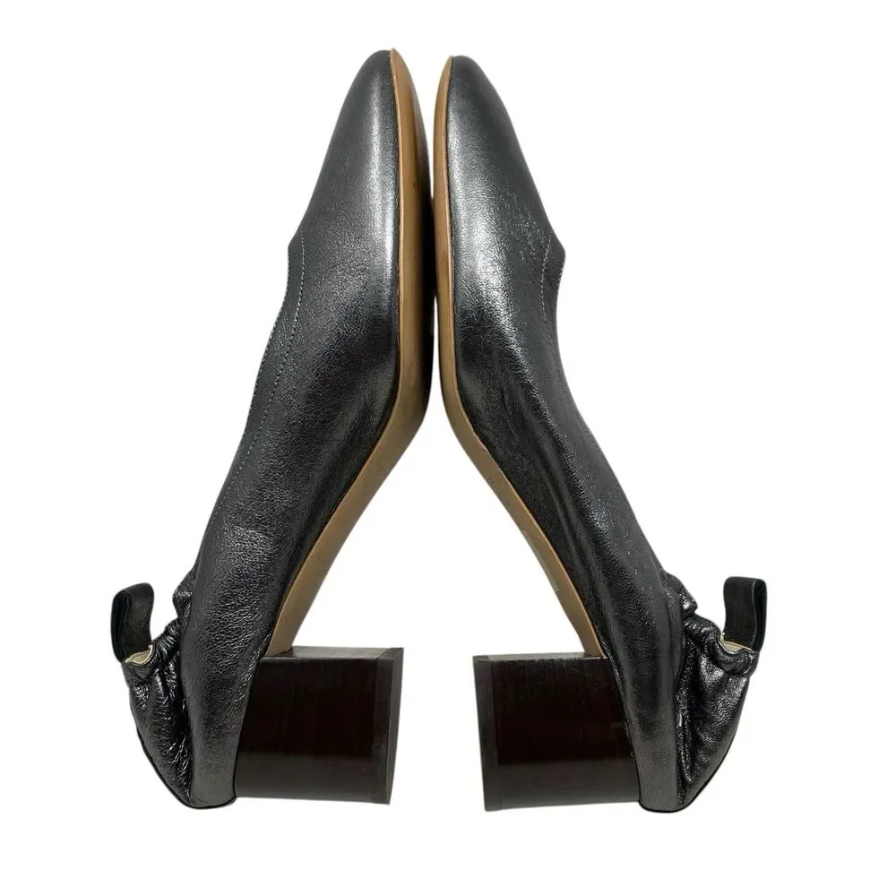 Everlane Black Metallic‎ Leather Day Slip On Evening Pumps